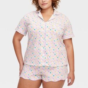 Roller Rabbit x Target Geo Hearts Short Sleeves + Shorts Pajama Set Size XXL NWT